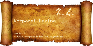 Korponai Larina névjegykártya